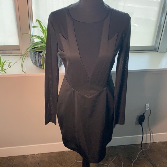 Ark & co sheer sleeve, open back black dress - Picture 1 of 3
